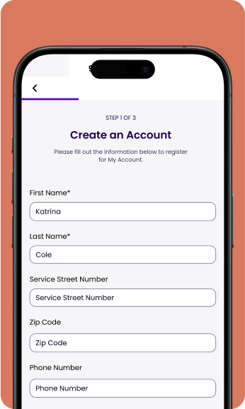 image of a phone screen with a registration form